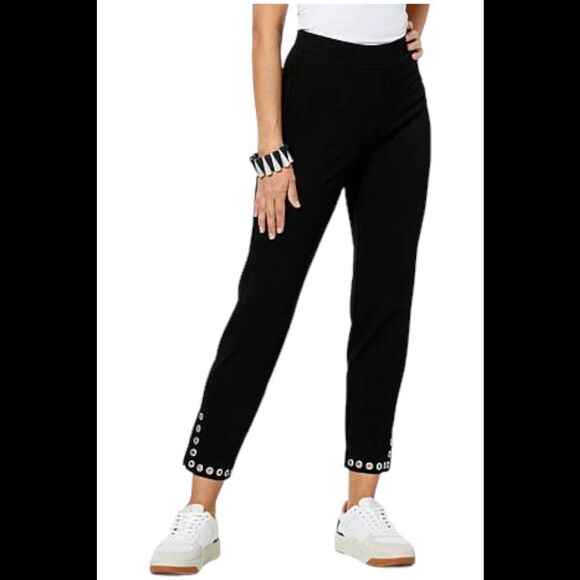 GREY by Jhoan Sebastian Grey Ponte Pant with Grommet Detail Black - Regular - Picture 1 of 1